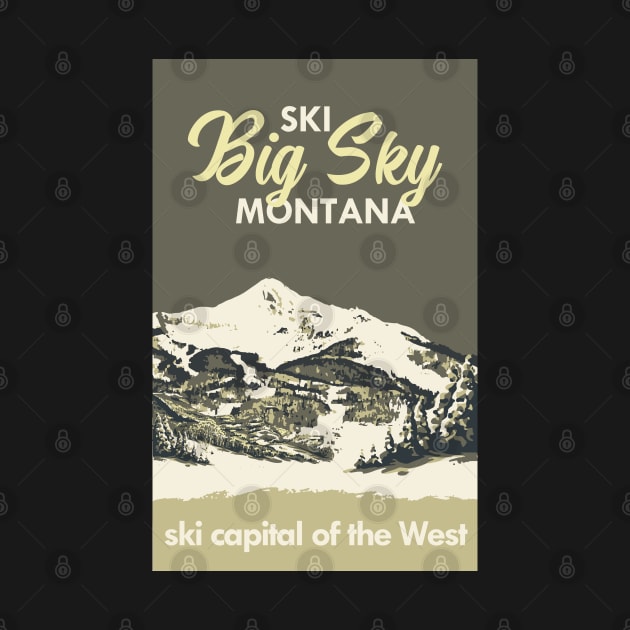 Grey Ski Big Sky Montana Vintage Ski Poster by ROEDERcraft