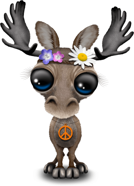 Cute Baby Moose Hippie Kids T-Shirt by jeffbartels