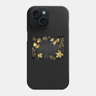 Black Background with Gold Leaves Phone Case