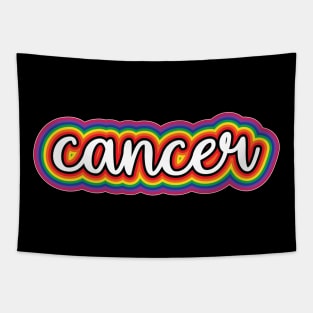 Cancer  Astrology Script Typography Gay Pride Rainbow Tapestry