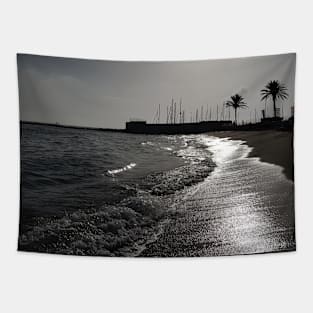 Monochrome Beach Tapestry