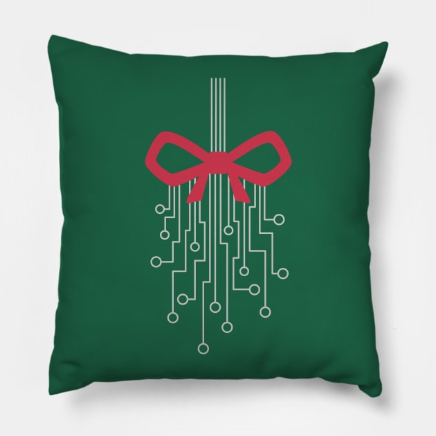 Geeky Mistletoe Silver Pillow by Abbilaura