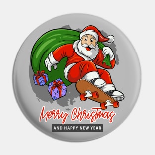 Santa Claus Playing Skateboard Pin