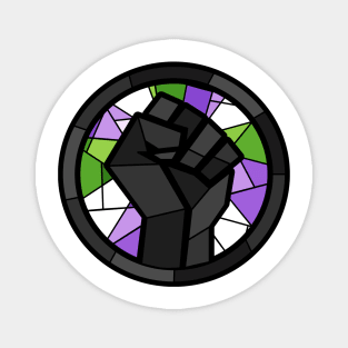 BLM Stained Glass Fist (Genderqueer) Magnet