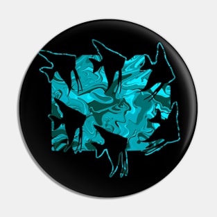 Currents Liquid Abstract Teal Angelfish Silhouette Pin