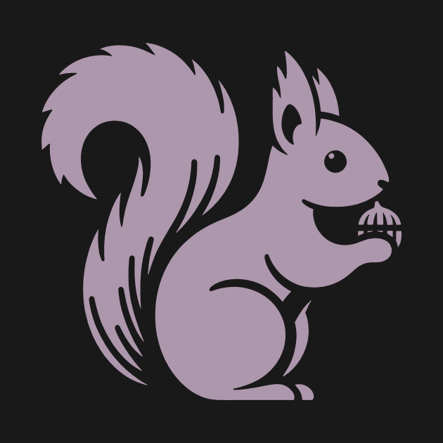 Minimalist Squirrel Silhouette with Nut by HBfunshirts