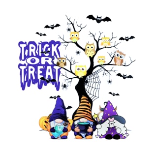 Trick or Treat Gnomes, Halloween Gnomes And Owls T-Shirt