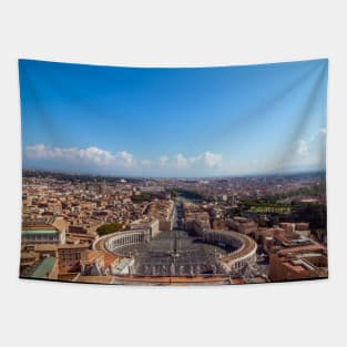 Copy of Rome, Italy. Famous Saint Peter's Square in Vatican and aerial view of the city. Tapestry