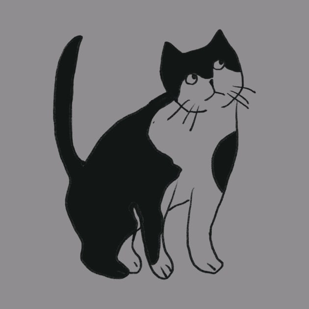 gray-white drawing in minimalistic style Bad cat by sonaart