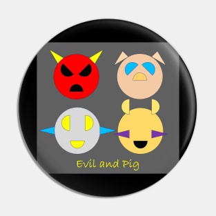 Geometric simple design Evil and Pig Full Team Pin