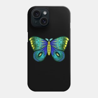 Colorful Bright Neon Yellow Green Blue Moth Phone Case