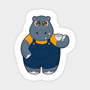 Hippo with Cup of Coffee Magnet