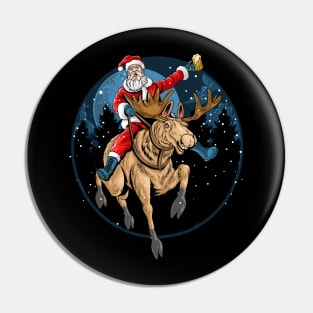 Deer Beer Santa Pin