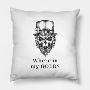 Irish Leprechaun Skull with lucky shamrock for St Patricks Day Pillow