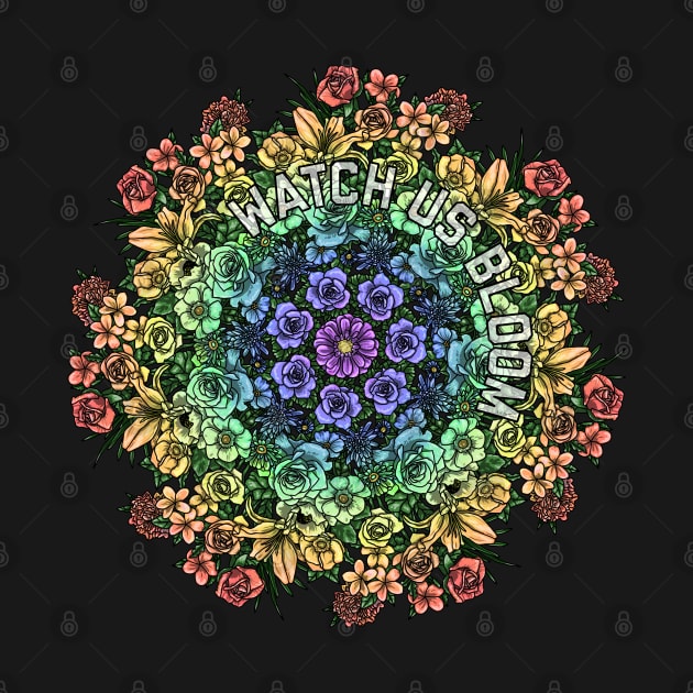 Watch Us Bloom Flower Mandala Rainbow by Art by Veya