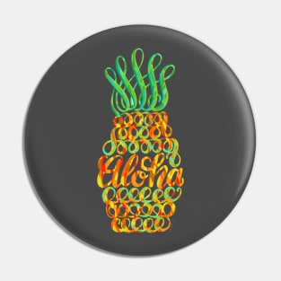 Orange Pineapple Art Illustration Hawaii Vacation Pin