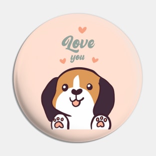 Cute beagle dog valentines day gifts love you Pin
