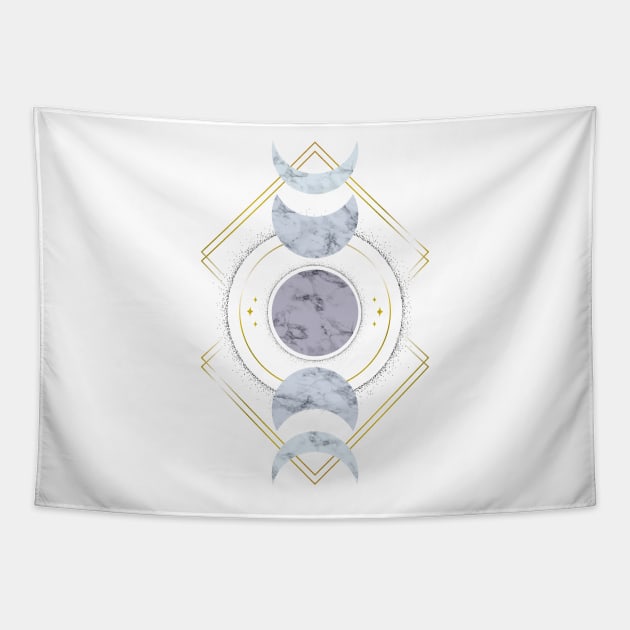 Marble Moon Phases Tapestry by Barlena