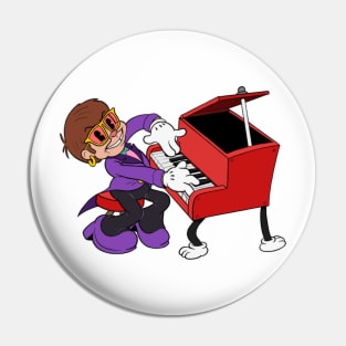 1930s rubberhose cartoon style rock star at the piano Pin