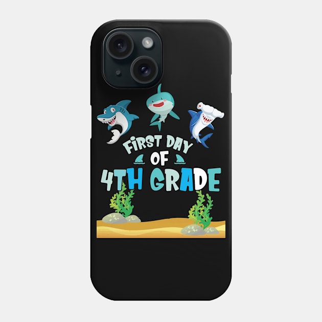 First Day Of 4th Grade Sharks Students Happy Back To School First Day Of School Phone Case by joandraelliot