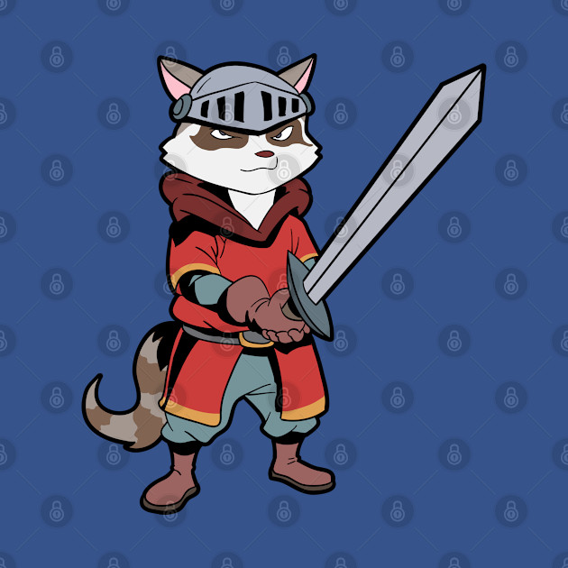 Discover In armor with long sword - raccoon - Racoon Knight - T-Shirt