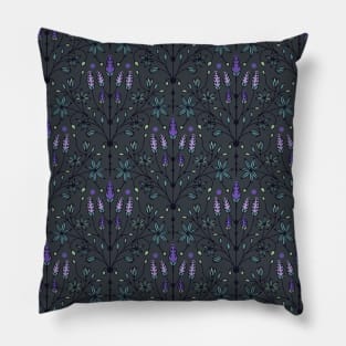 Icelandic Lupine seamless pattern | dark palette Pillow