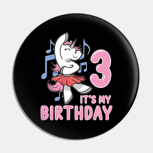 It's my Third Birthday Unicorn Ballerina Pin by ModernMode