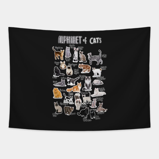 Types of cats alphabet a-z abc cat identification cat lover Tapestry by masterpiecesai