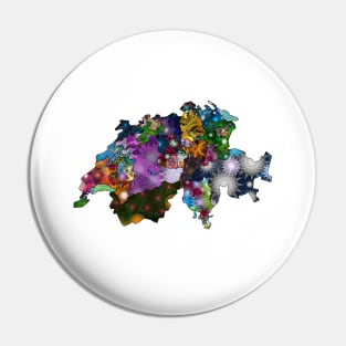 Spirograph Patterned Switzerland Cantons Map Pin