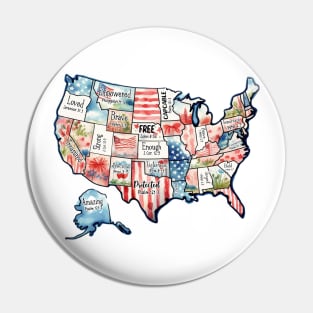 Retro America USA Map, You Are Bible Verse, 4th Of July, USA Flag, American Girl, American 1776 Pin