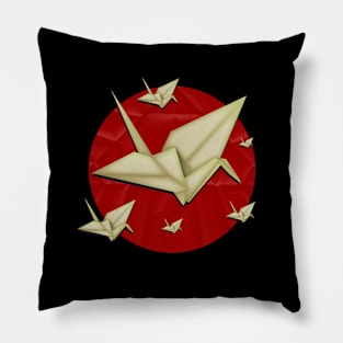 Origami Cranes Over Japan Pillow