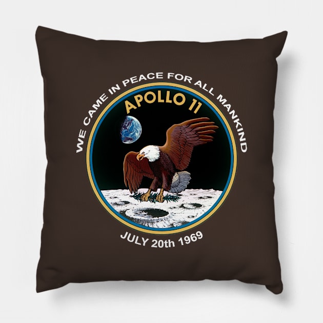 We Came in Peace For All Mankind- Moon Landing 50th Anniversary Pillow by IceTees