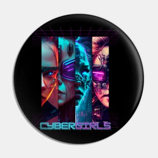 4 cyberpunk grils Pin