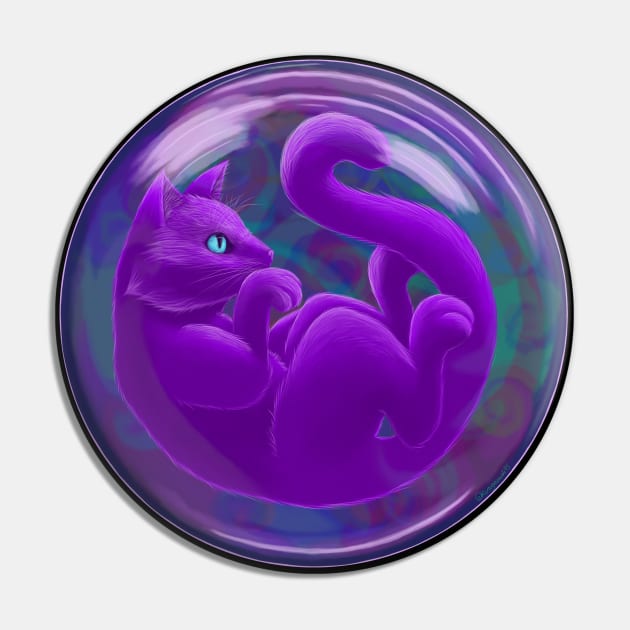 Purple Cat in a Bubble Pin by Totally Pawsome