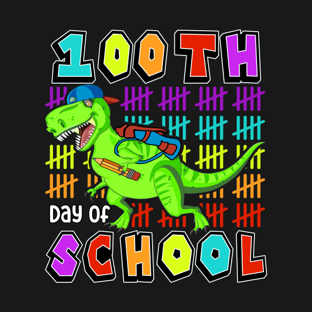 100th Day Of School, Cute Dinosaur Student Teacher by SilverLake