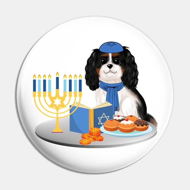 Hanukkah Tri-Colored Cavalier King Charles Spaniel Pin by Cavalier Gifts