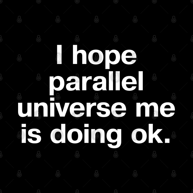 I hope parallel universe me is doing ok. by TheBestWords