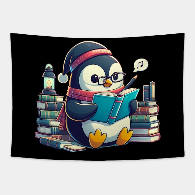 Penguin Reading Read Reading Librarian Book Tapestry by ttao4164