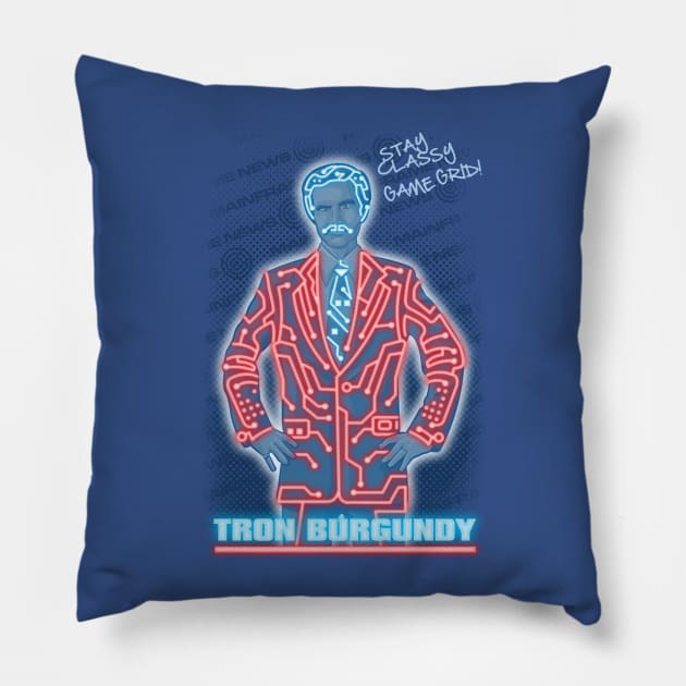 Tron Burgundy Pillow by Serkworks