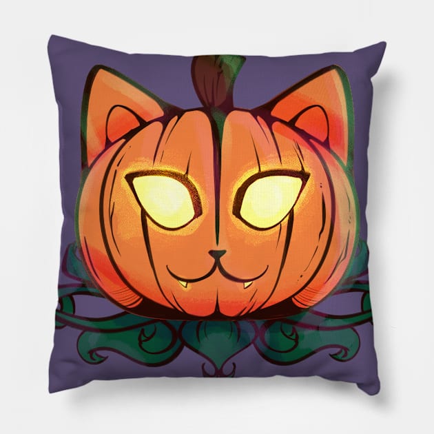 Pumpki-kitty! Pillow by BlakBunni