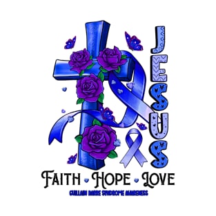 Guillain Barre Syndrome Awareness - Jesus Cross ribbon Faith T-Shirt