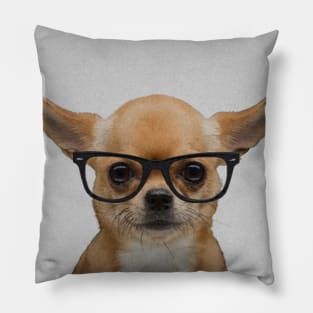 Portrait of Chihuahua with Nerd Glasses Pillow