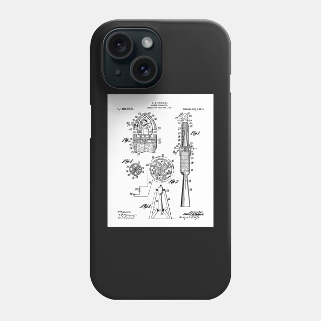 Rocket Ship Patent - Nasa Rocketship Art - Black And White Phone Case by patentpress