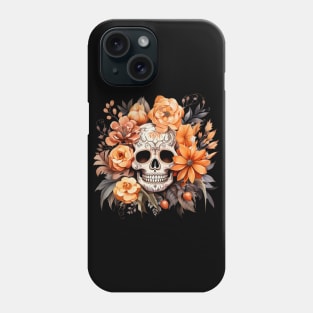 Halloween Skull with Flowers Phone Case