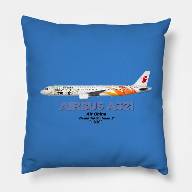 Airbus A321 - Air China "Beautiful Sichuan 2" Pillow by TheArtofFlying