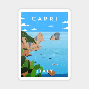 Capri, Italy. Retro travel minimalist poster Magnet