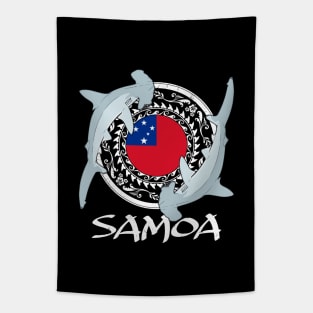 Hammerhead sharks on Samoan flag Tapestry