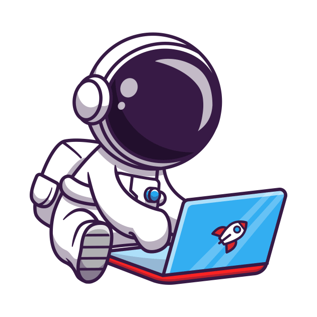 Cute Astronaut Playing Laptop by Catalyst Labs