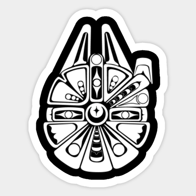 The Millennial S Falcon In White Millennium Falcon Sticker Teepublic Au
