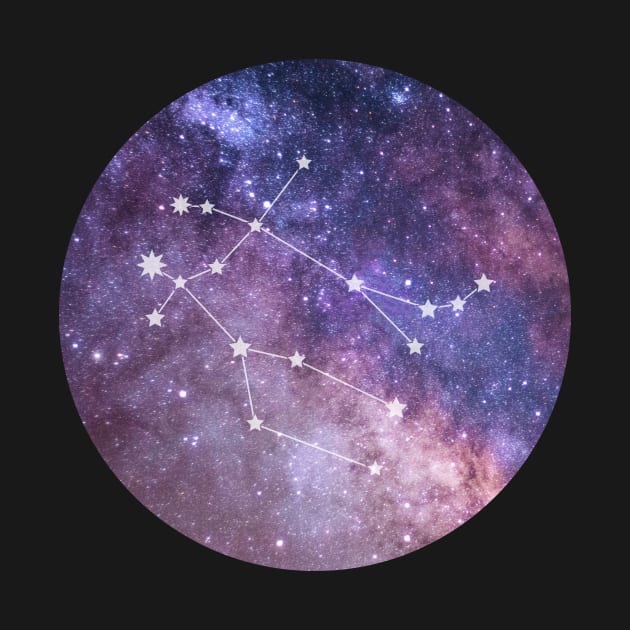 Gemini Sign in the Dark Pink Starry Night Sky by BloomingDiaries